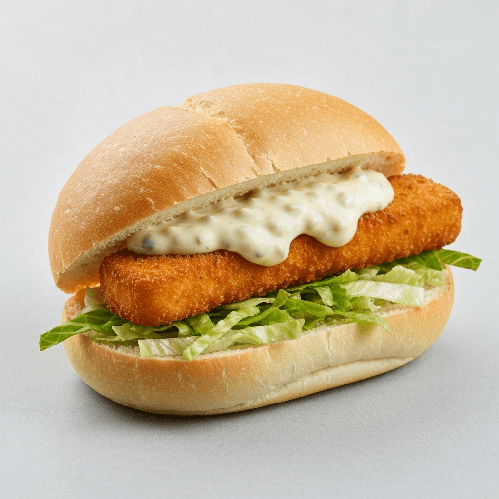 Fish Finger Sandwich with Tartare Sauce and Lettuce