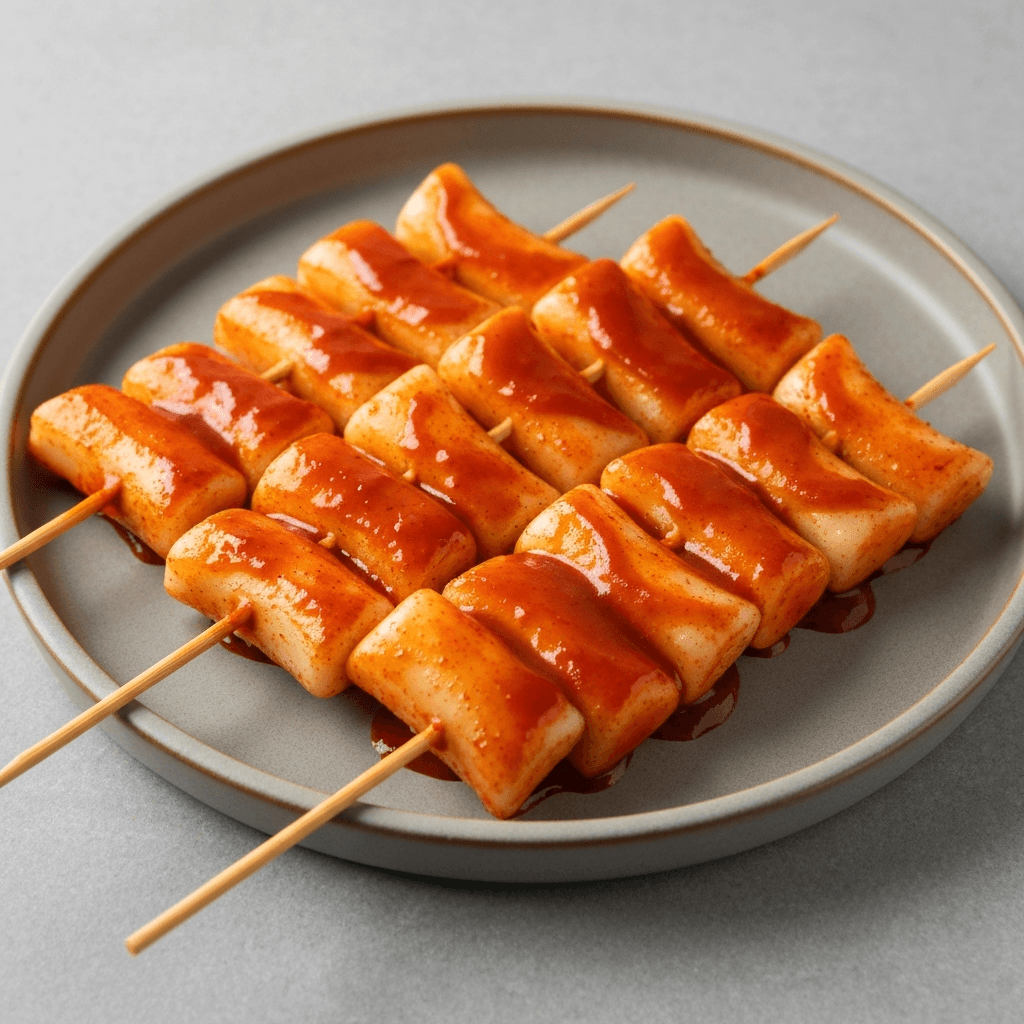 Spicy Korean Tteokbokki Skewers