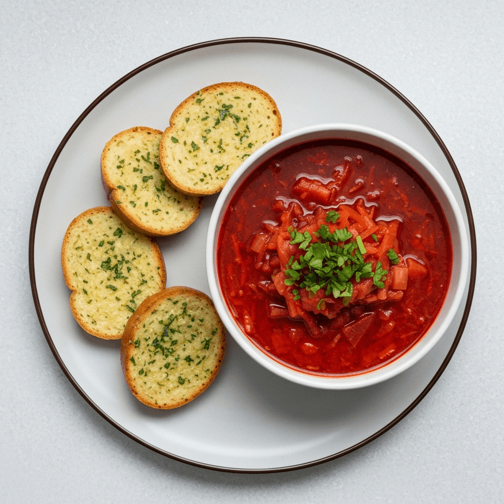 Vegan Borscht with Smoked Paprika and White Bean Pampushky