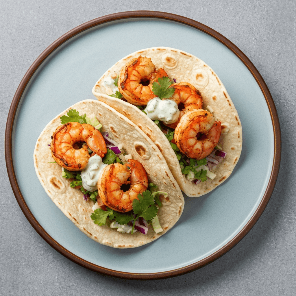 Tandoori Shrimp Tacos with Cilantro-Lime Crema
