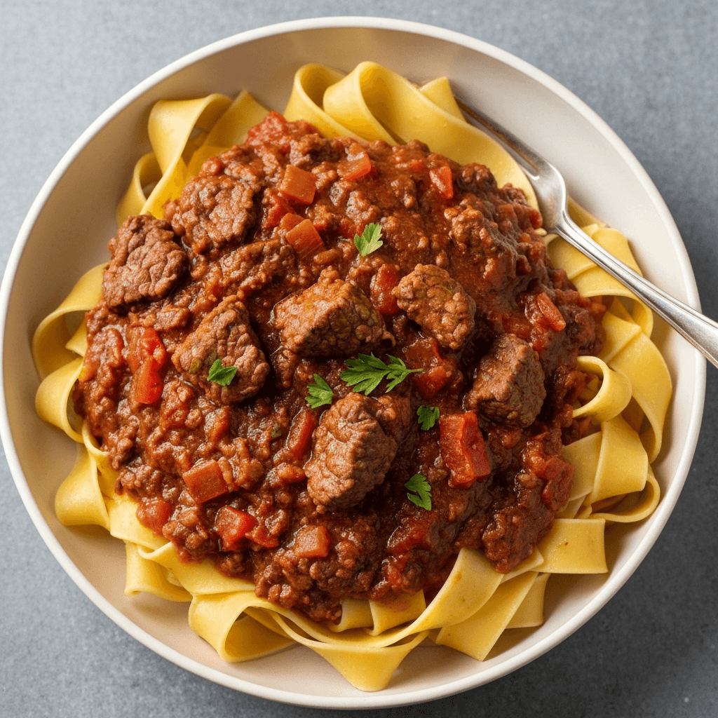 Slow Cooker Beef Ragu with Pappardelle Pasta