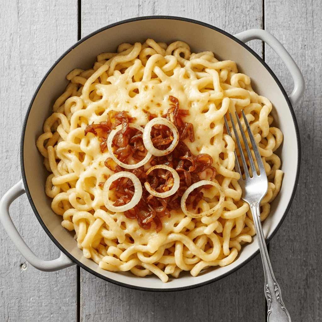 Käsespätzle Eintopf with Caramelized Onions