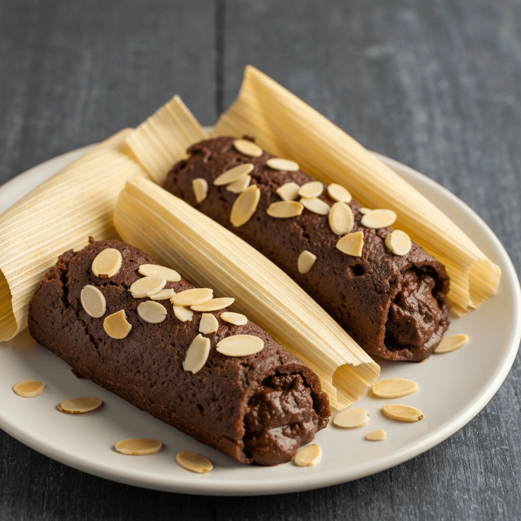 Chocolate Mole Tamales with Toasted Almonds