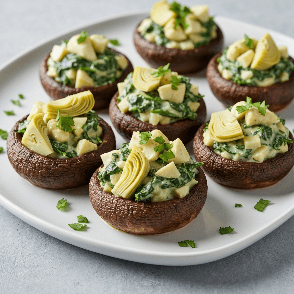 Vegan Spinach and Artichoke Stuffed Mushrooms