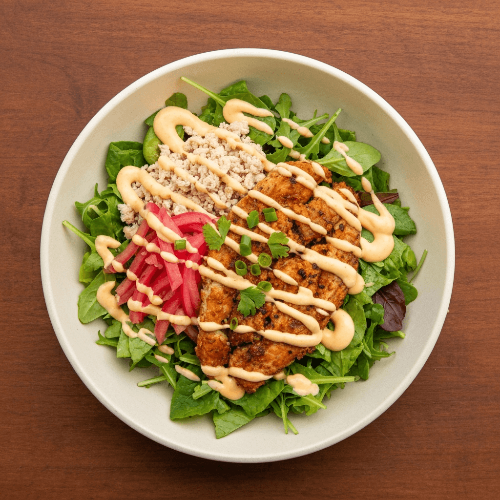 Banh Mi Salad Bowl with Pickled Vegetables and Spicy Mayo