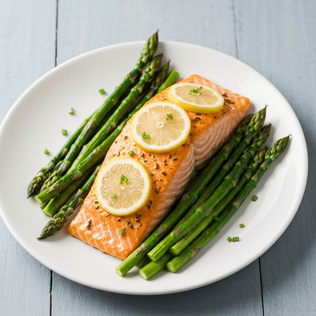 Lemon Herb Baked Salmon with Roasted Asparagus