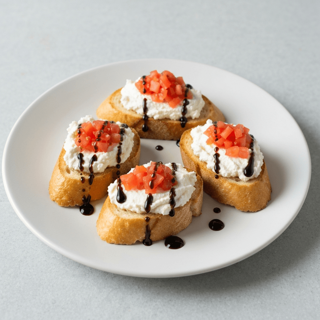 Bruschetta with Whipped Ricotta and Balsamic Glaze