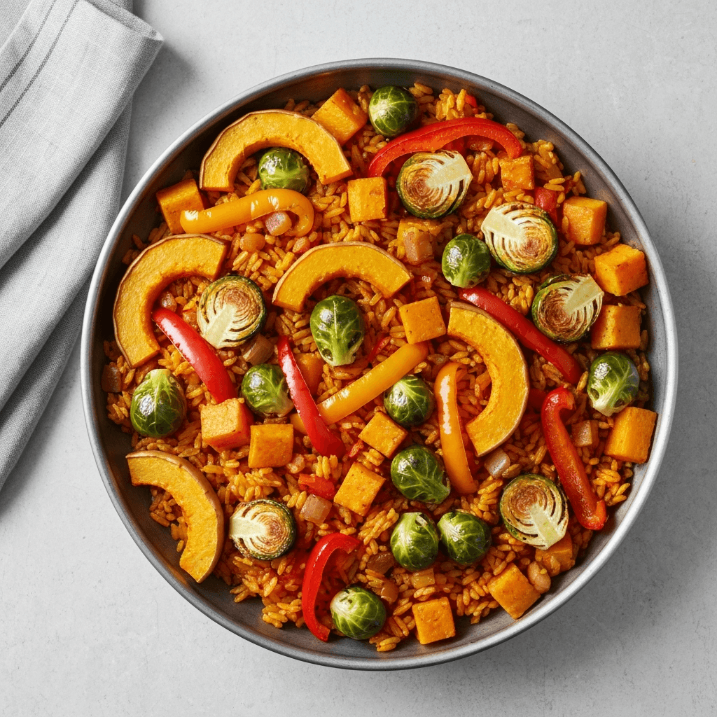 Roasted Vegetable Paella with Saffron and Smoked Paprika (Vegetarian)