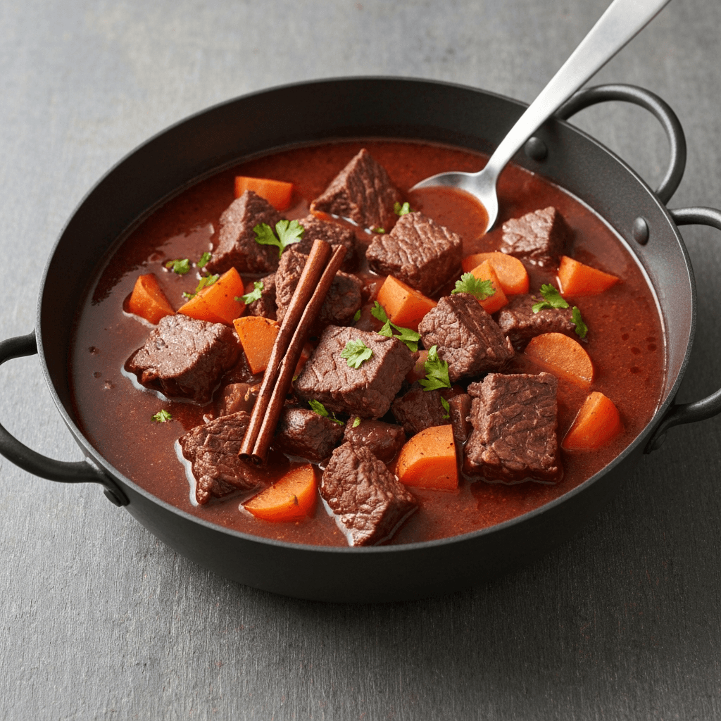 Spiced Beef Stew with Root Vegetables and Red Wine