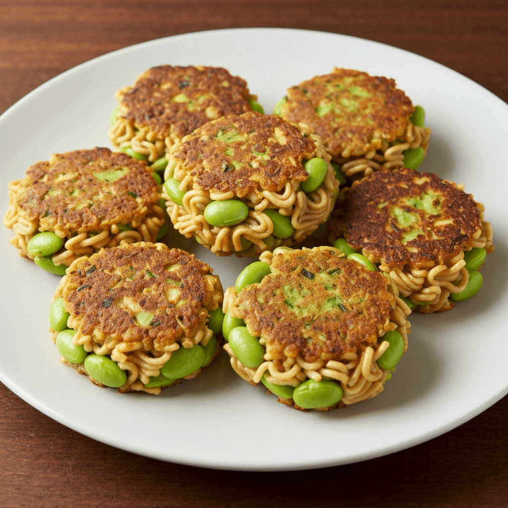 Edamame and Ramen Noodle Patties