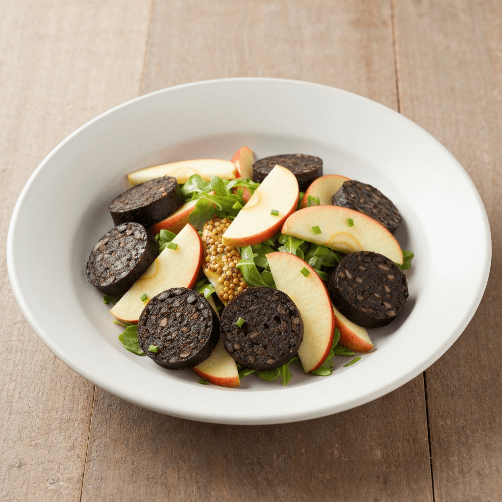 Black Pudding and Apple Salad with Mustard Vinaigrette