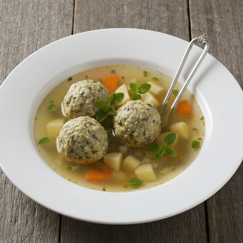 Leberknödel Eintopf with Marjoram