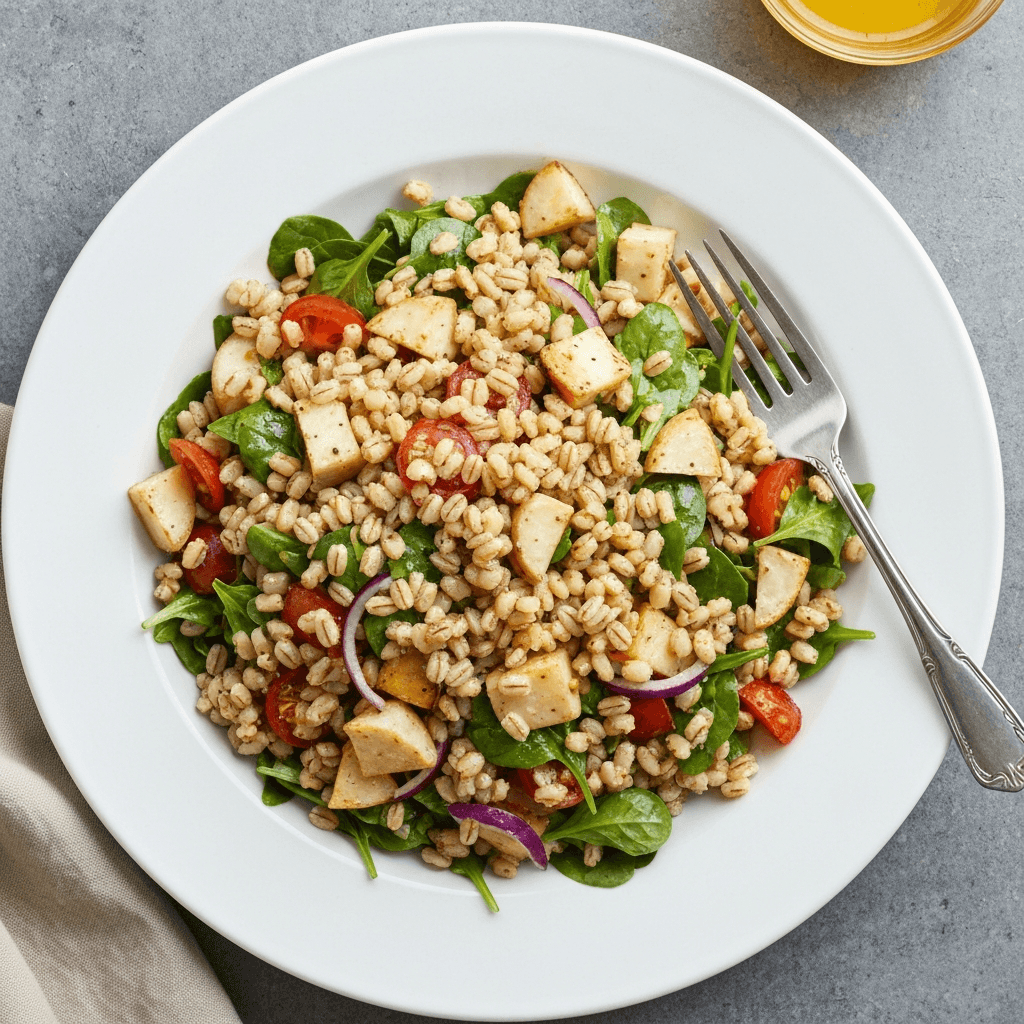 Roasted Root Vegetable and Barley Salad with a Lemon-Herb Dressing