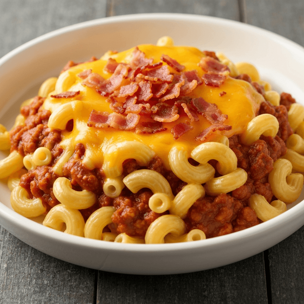 Chili Mac and Cheese with Crispy Bacon