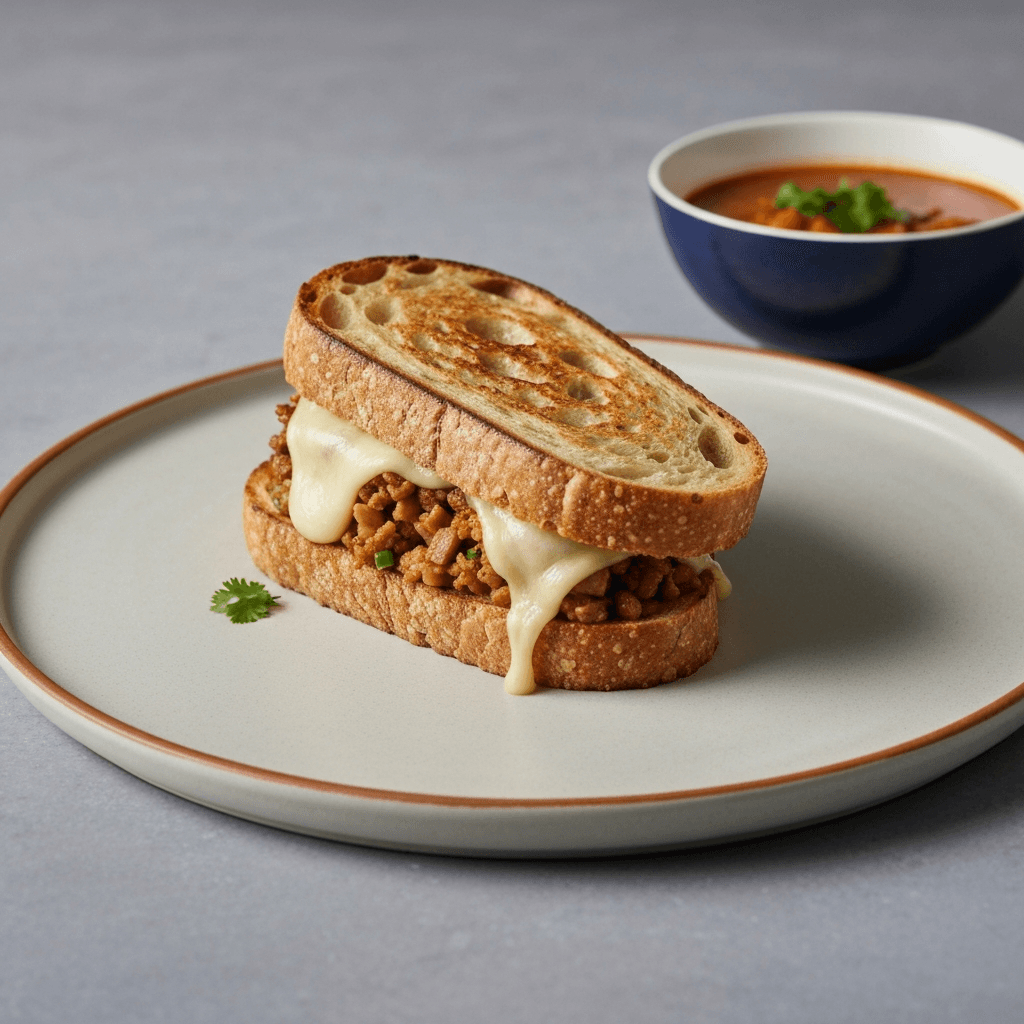Bak Chor Mee Soup Toastie with Melted Gruyere & Sourdough Bread