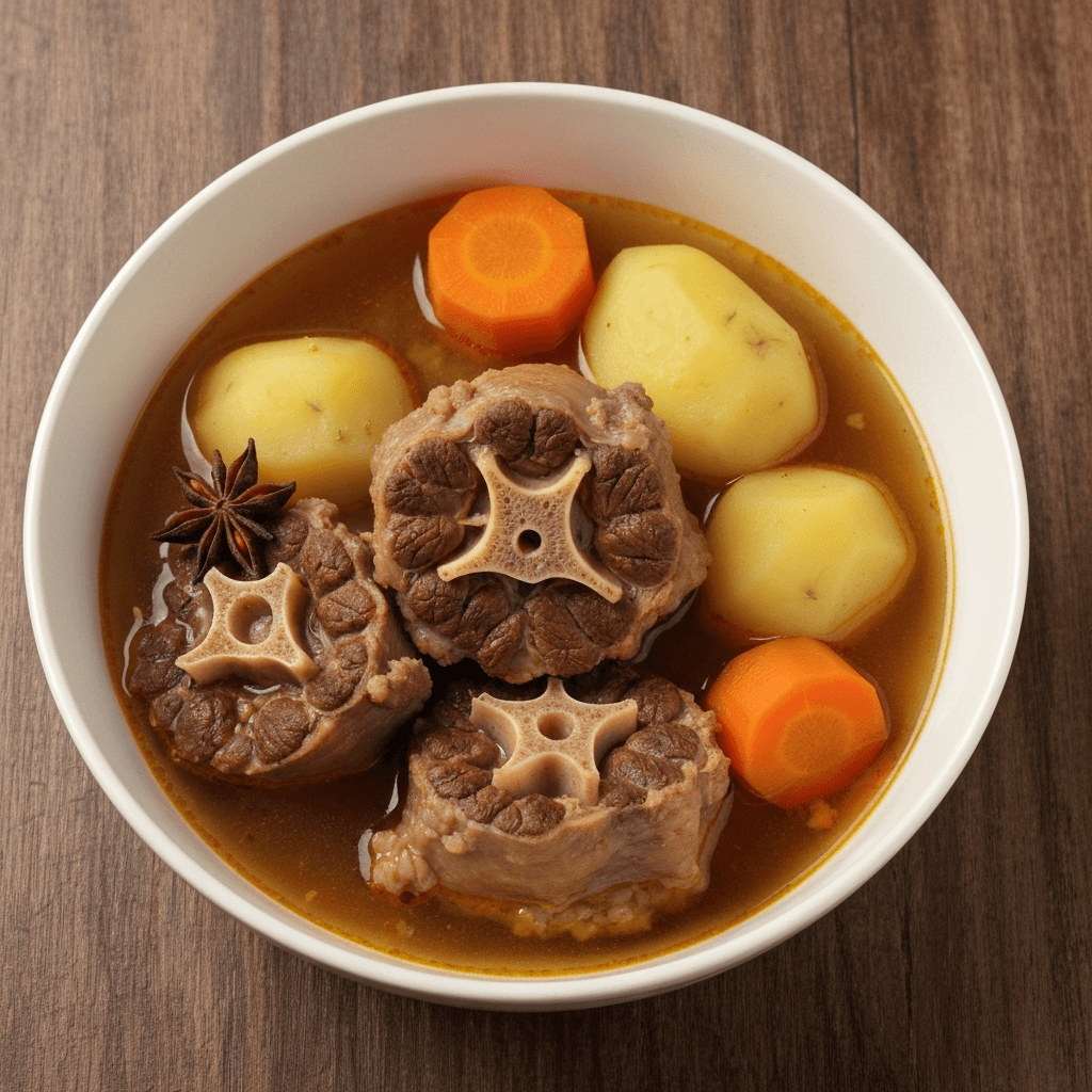 Sop Buntut (Oxtail Soup) with Carrots and Potatoes