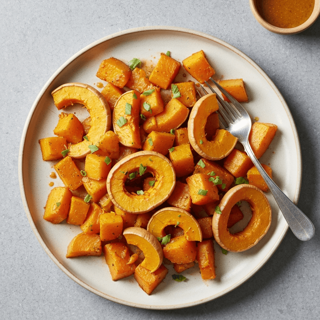 Roasted Butternut Squash with Curry Powder and Brown Sugar