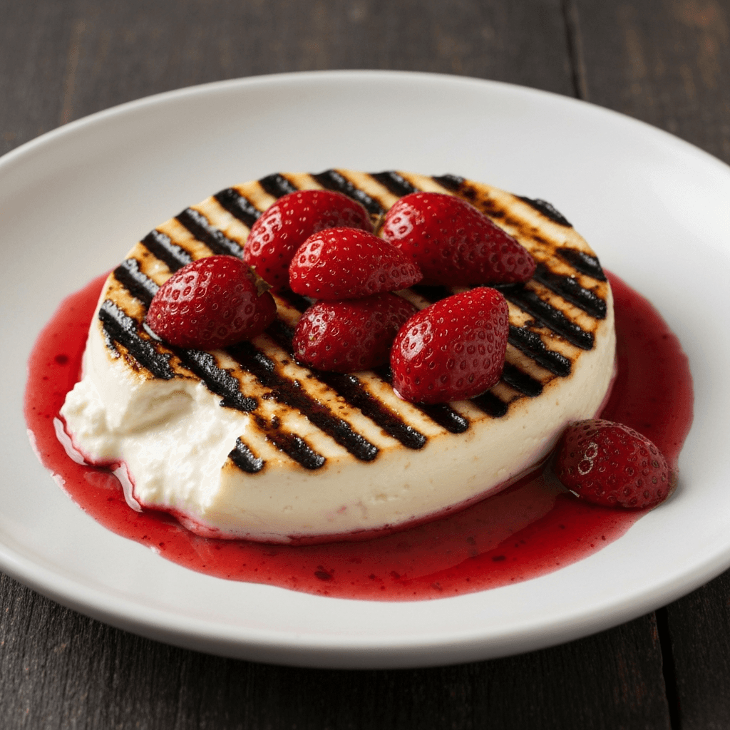 Grilled Jersey Cream with Balsamic Strawberries