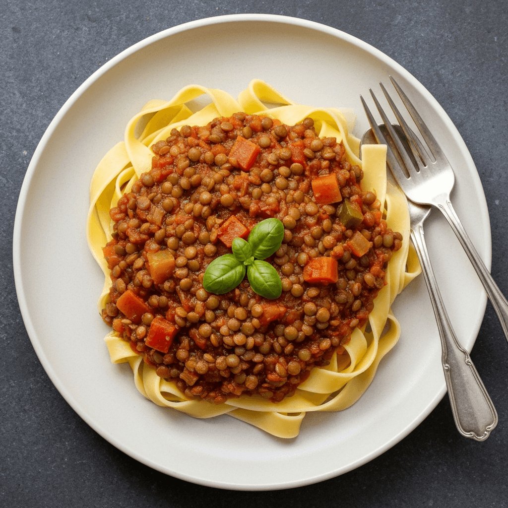 Lentil Bolognese with Pappardelle