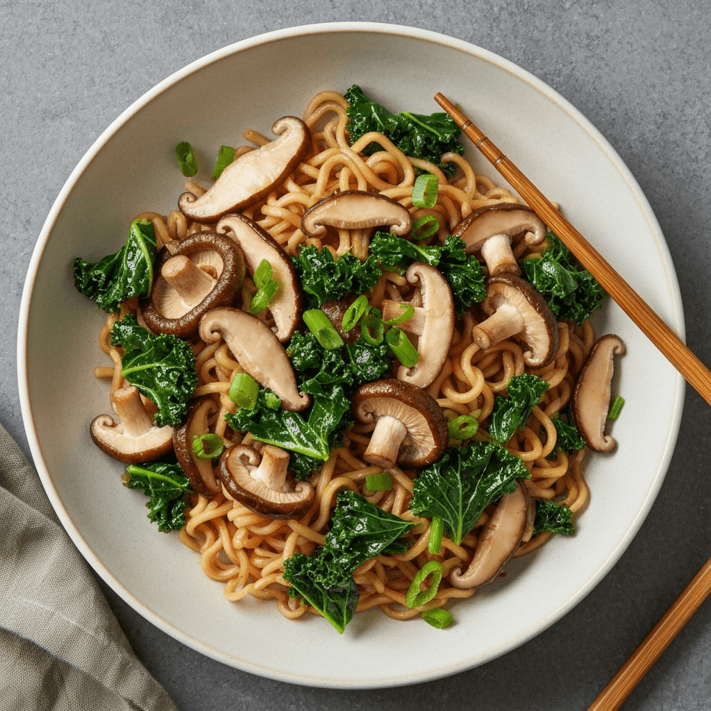 Mushroom and Kale Ramen Stir-Fry