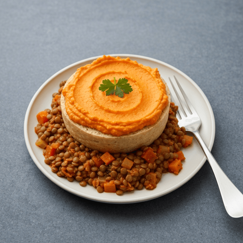 Vegan Lentil Cottage Pie with Sweet Potato Topping