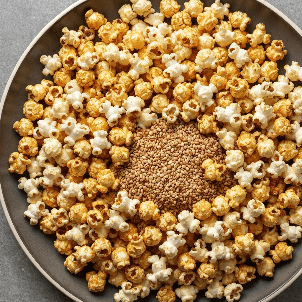 Moroccan Tagine-Spiced Popcorn with Toasted Sesame Seeds