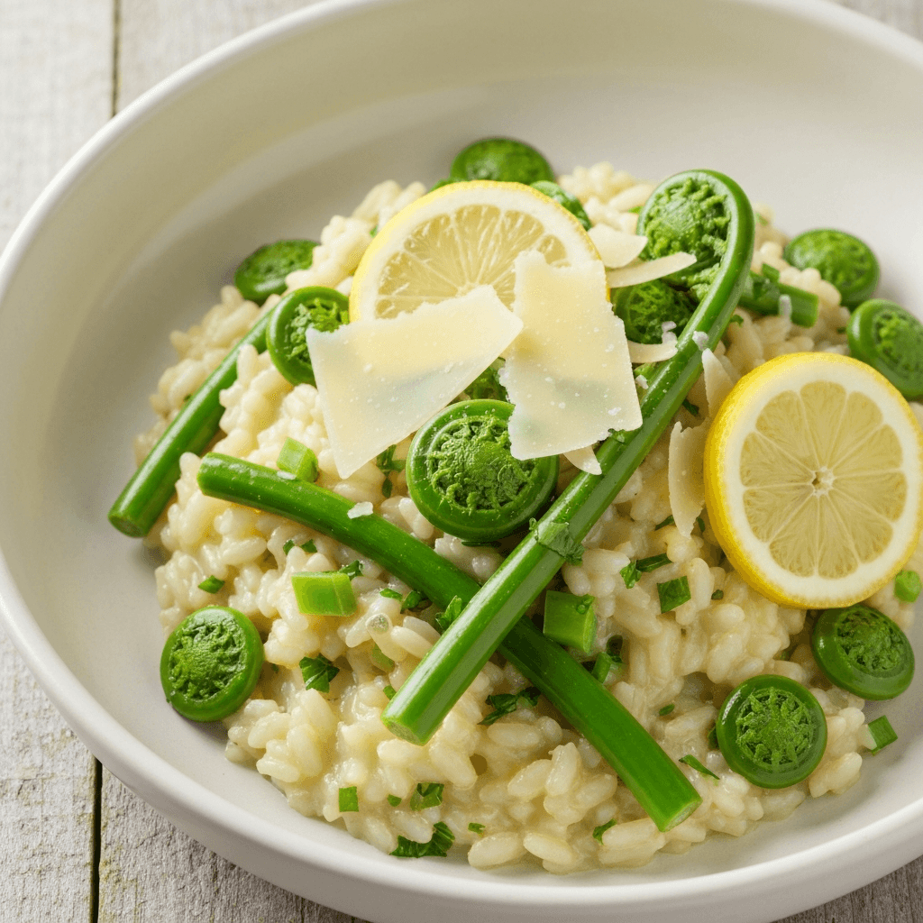 Fiddlehead Fern Risotto with Parmesan and Lemon