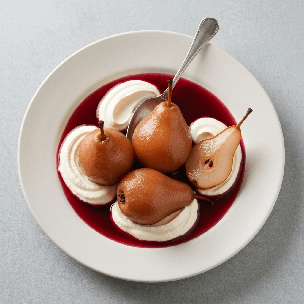 Poached Pears in Red Wine with Spices