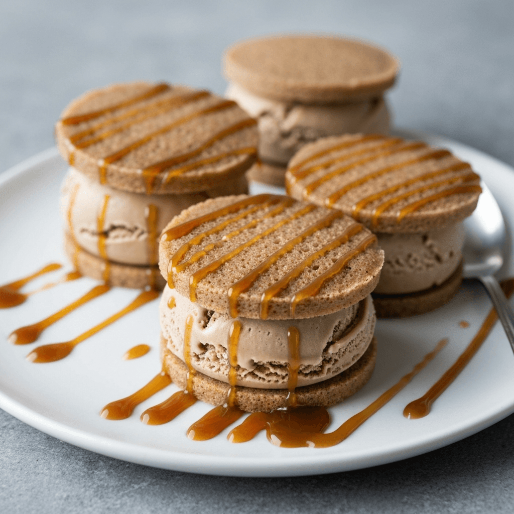 Injera Ice Cream Sandwiches with Coffee Caramel