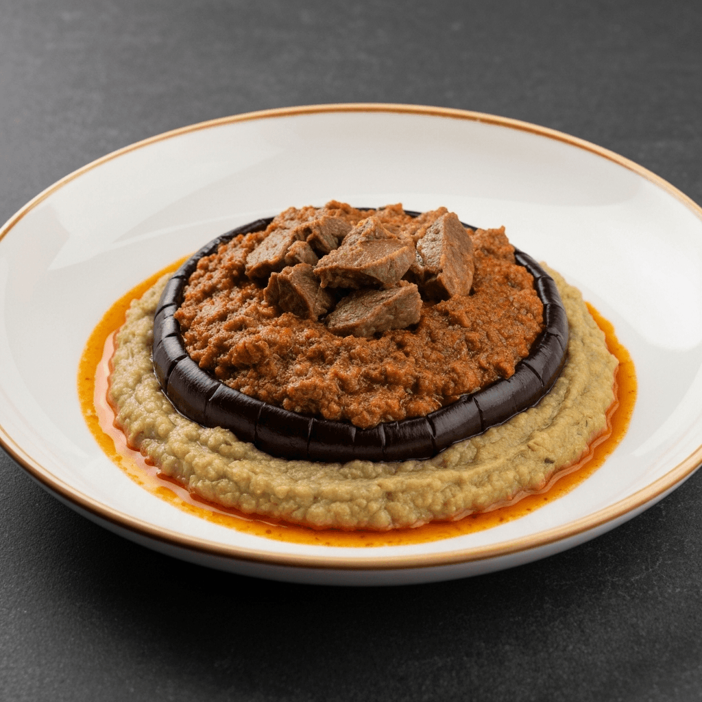 Hünkar Beğendi (Smoked Eggplant Puree with Lamb Stew)