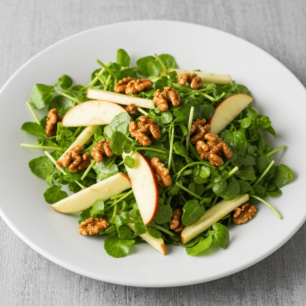 Watercress and Apple Salad with Candied Walnuts
