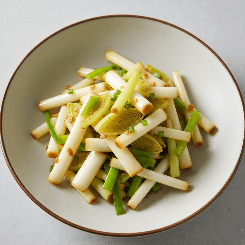 Garlic Ginger Stir-Fried Leeks