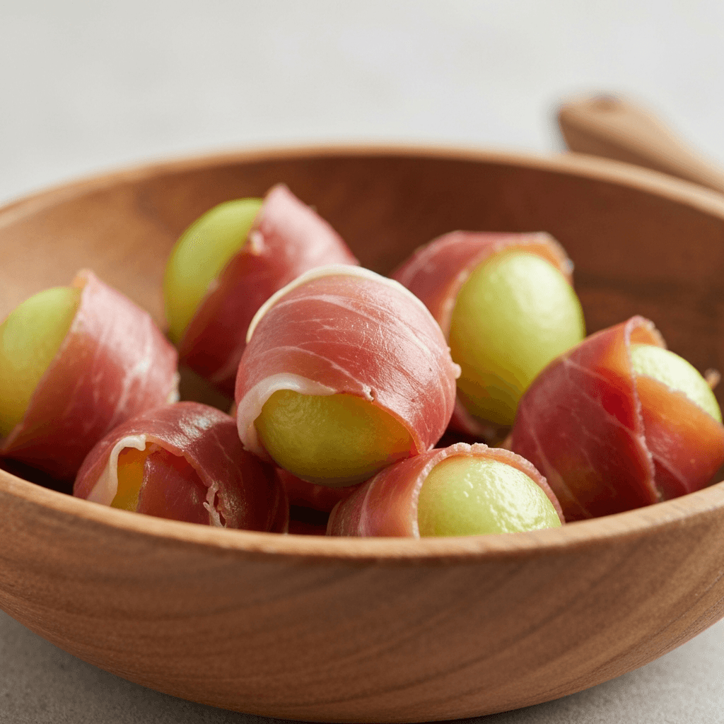 Prosciutto-Wrapped Melon with Balsamic Glaze