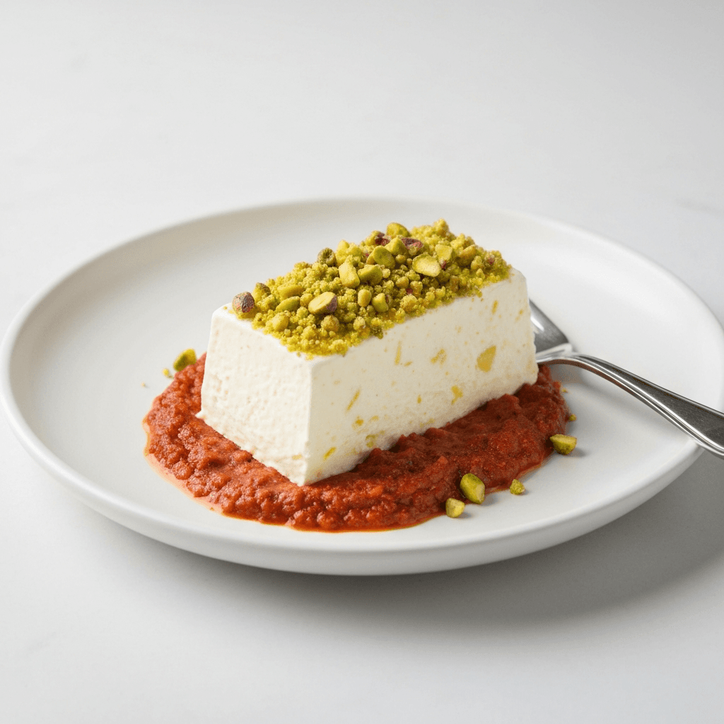 Lemon and Ricotta Semifreddo with Pistachio Crumble