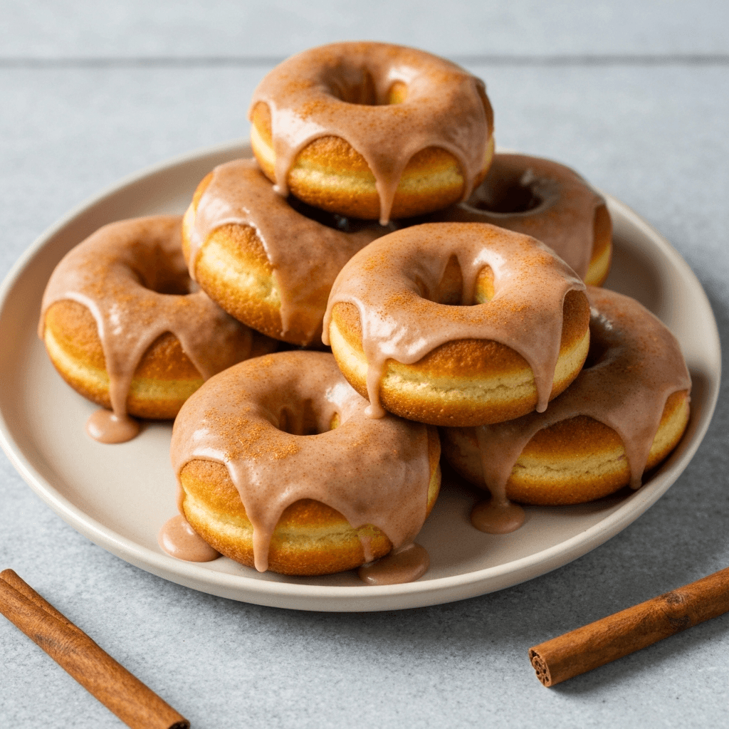 German Apple Cider Doughnuts with Cinnamon Glaze