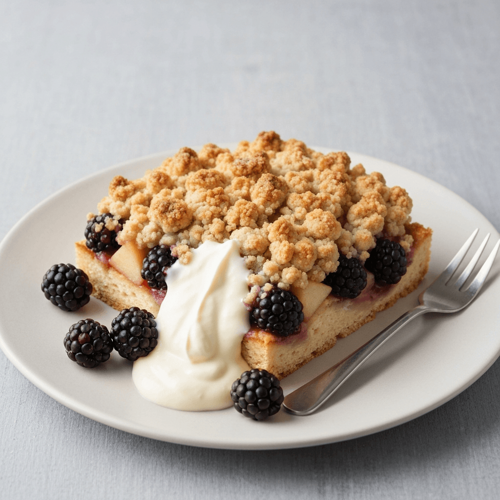 Jersey Apple & Blackberry Crumble with Clotted Cream
