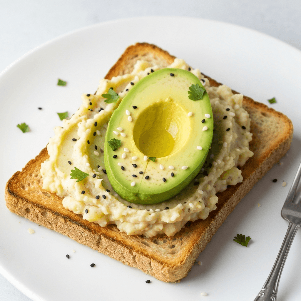 Peruvian Potato and Avocado Toast with Everything Bagel Seasoning