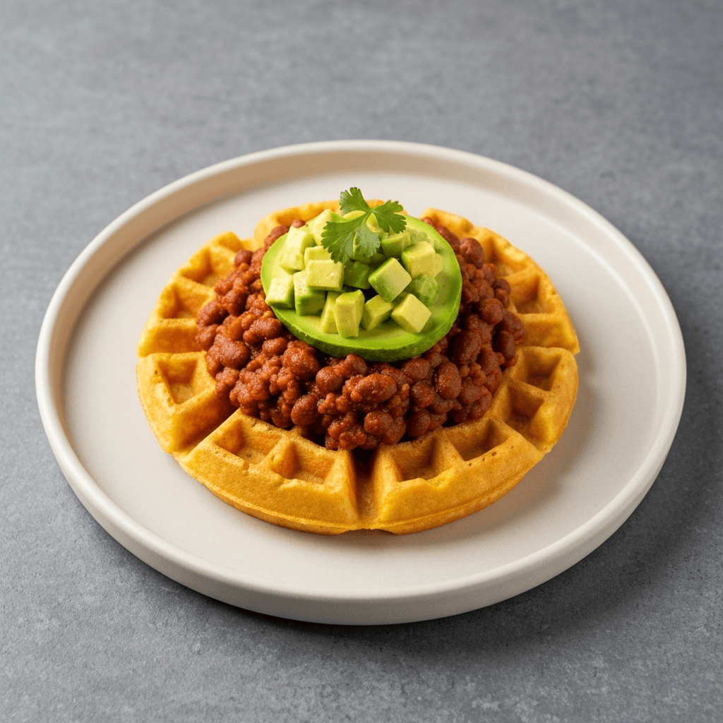 Chili Cornbread Waffles with Avocado Salsa