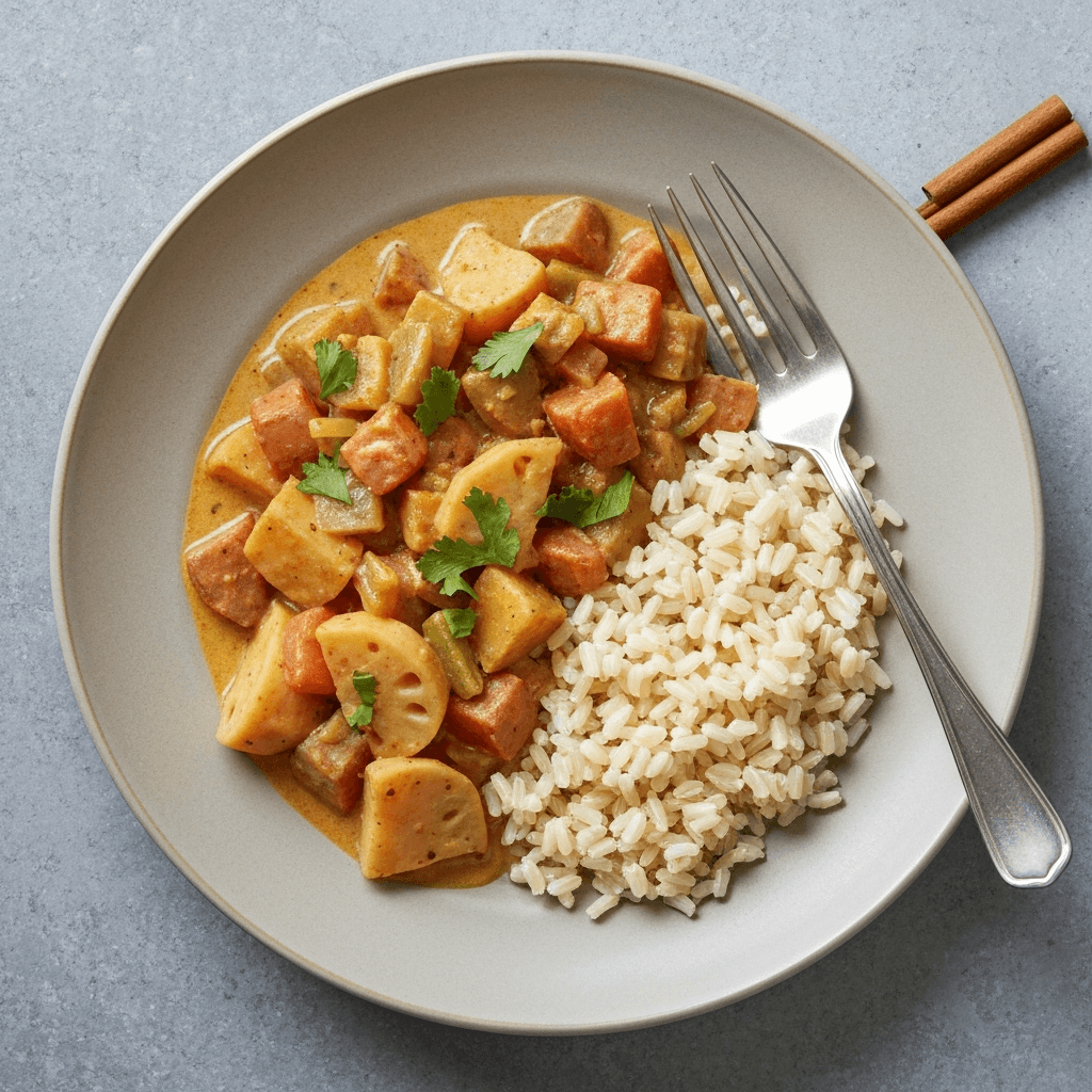 Winter Vegetable Curry with Coconut Milk and Brown Rice