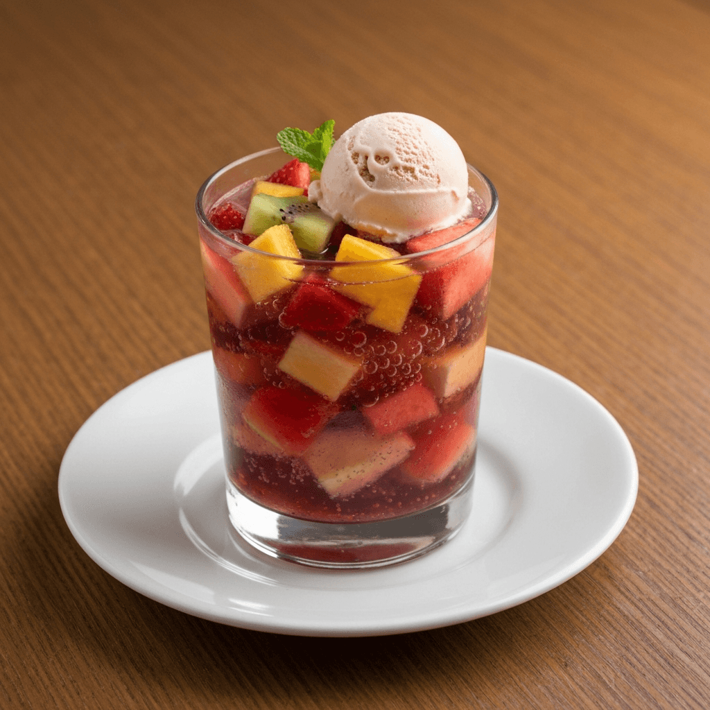 Salpicón de Frutas (Colombian Fruit Cocktail) with Soda and Ice Cream
