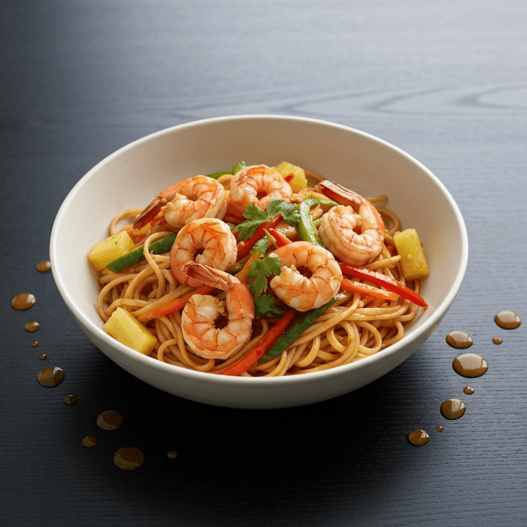 Noodle Bowl with Shrimp and Pineapple