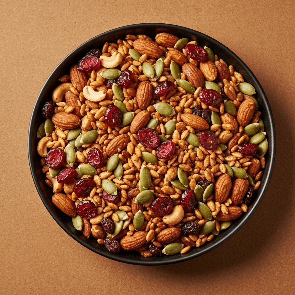Spiced Nuts and Seeds Trail Mix with Dried Cranberries