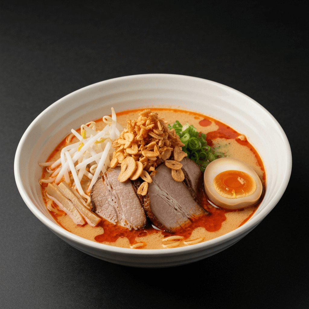 Spicy Tonkotsu Ramen with Crispy Fried Garlic