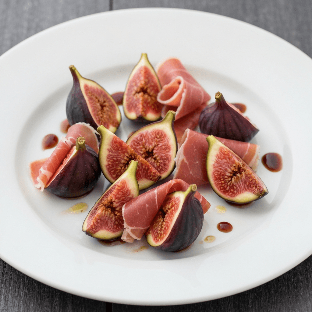 Serrano Ham Wrapped Figs with Balsamic Reduction