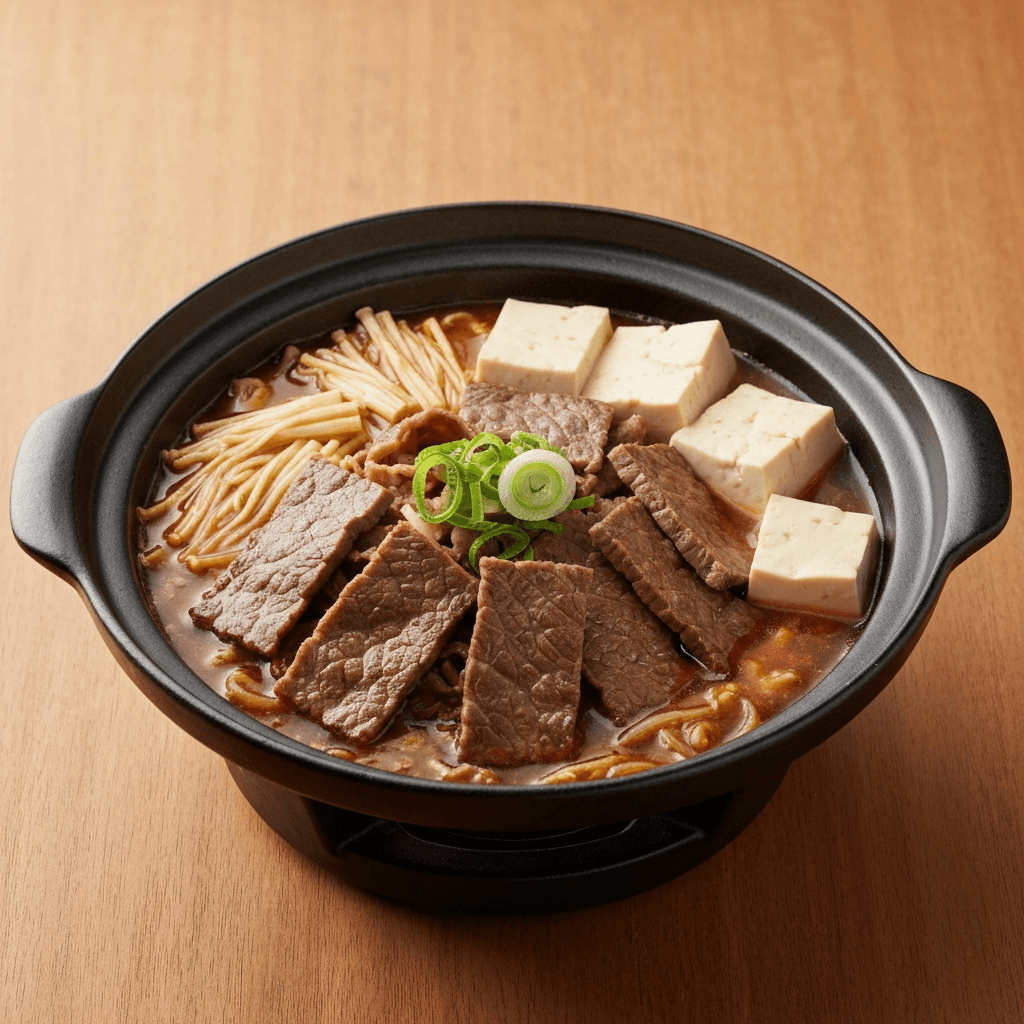 Sukiyaki-Inspired Beef and Tofu Scramble Breakfast Nabe