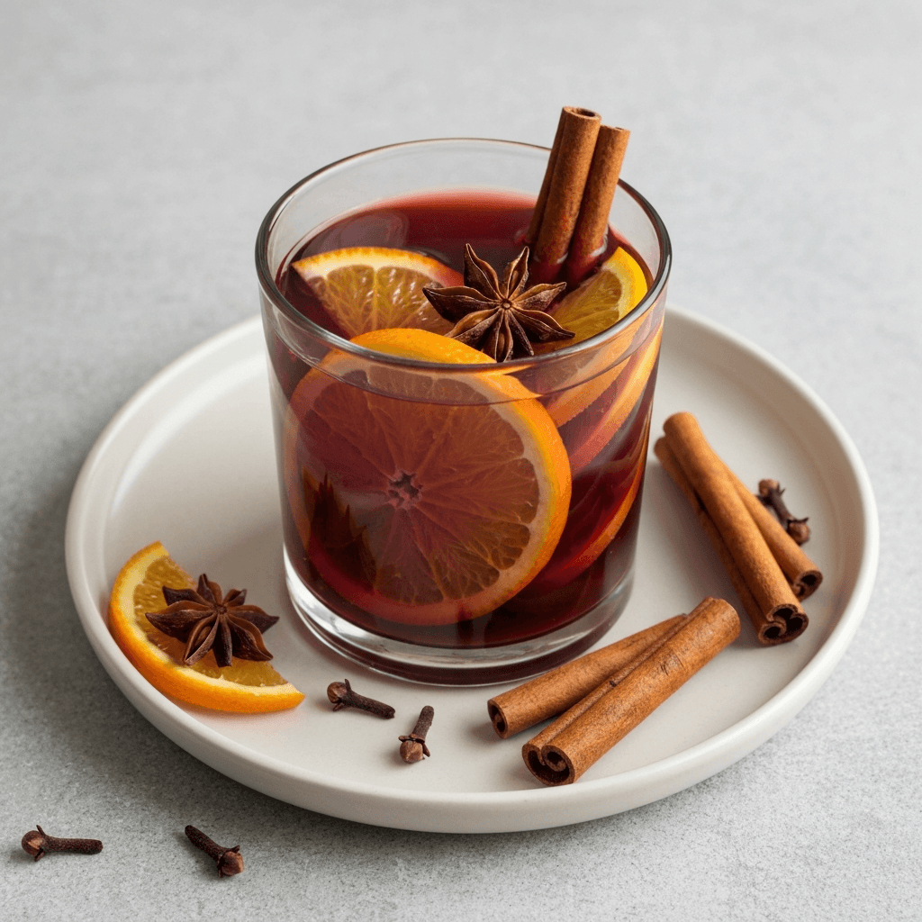Mulled Wine with Orange, Cinnamon, and Star Anise