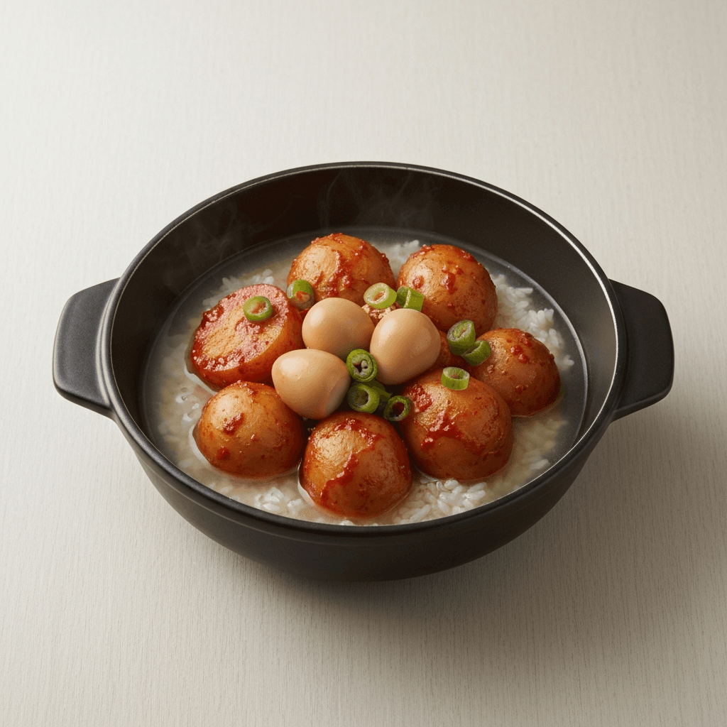 Gochujang Braised Potatoes (Gamja Jorim) Hot Pot with Quail Eggs