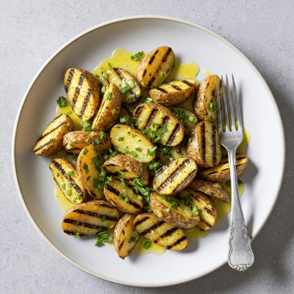 Grilled Jersey Royal Potatoes with Lemon-Herb Dressing