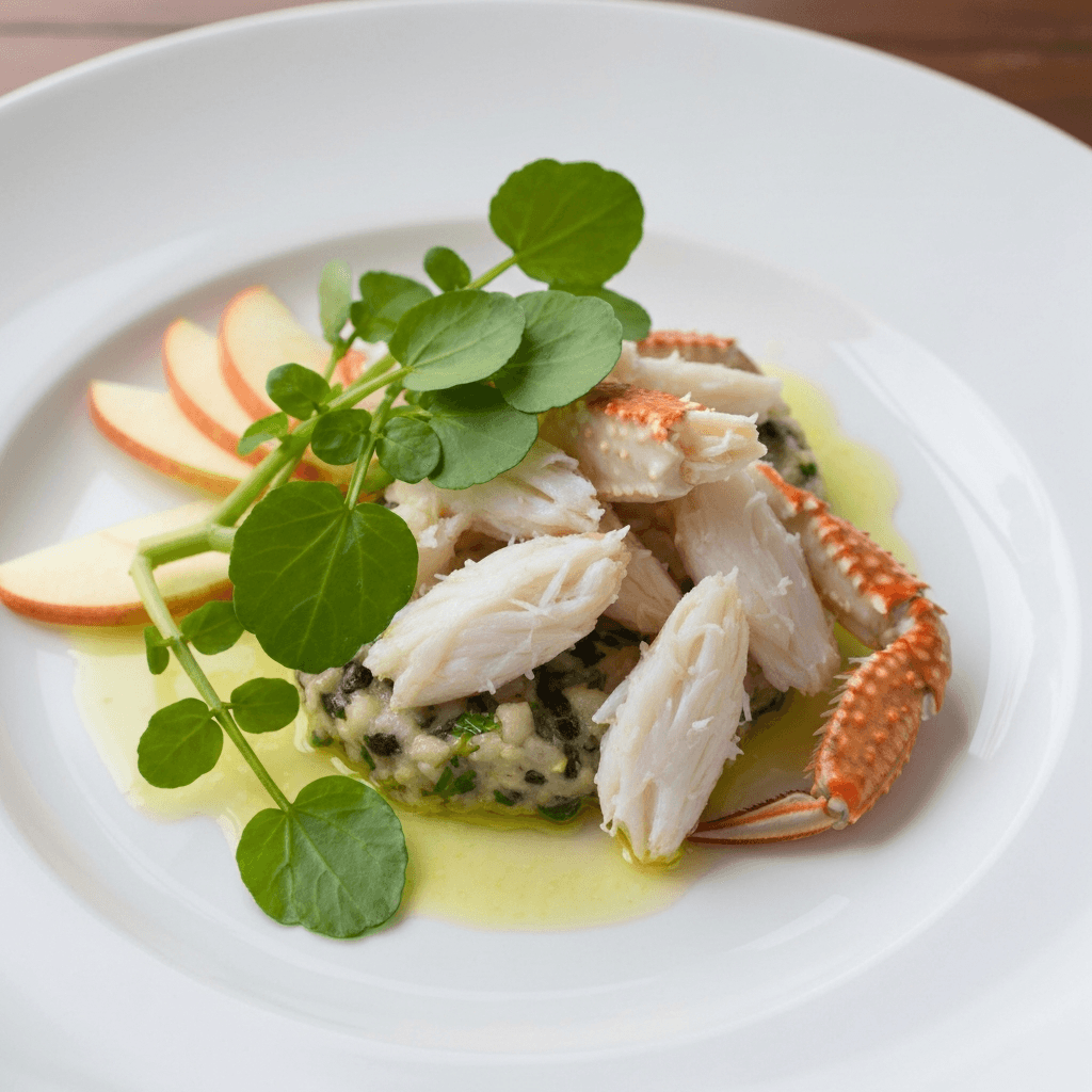 Jersey Crab and Apple Salad with Watercress