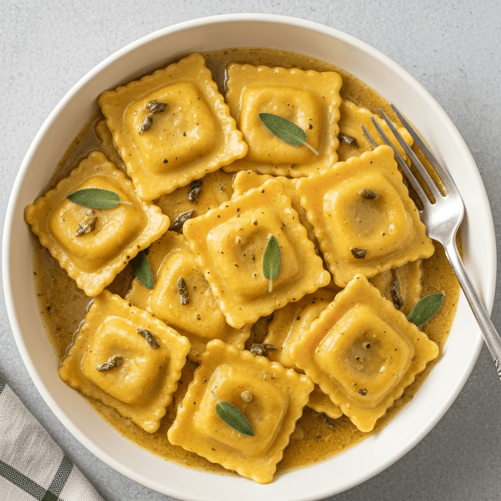Garlic & Sage Butter Sauce with Butternut Squash Ravioli